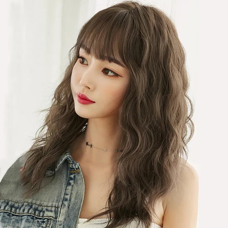 wnfd 怡冠假发女中长款短卷发 蓬松水波纹全头套网红韩式羊毛卷大波浪