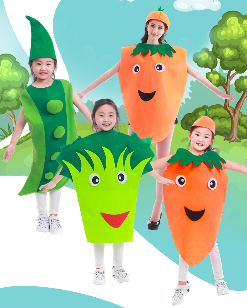 童欢兔装蔬菜衣服幼儿园六一儿童演出表演服饰环保时装秀节日造型雪梨