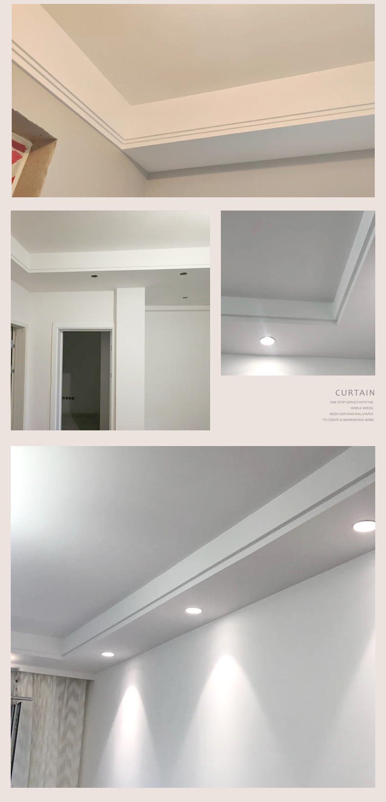 双眼皮吊顶网红石膏线条双层阶梯单平客厅角反叠级极简约造型自粘 940