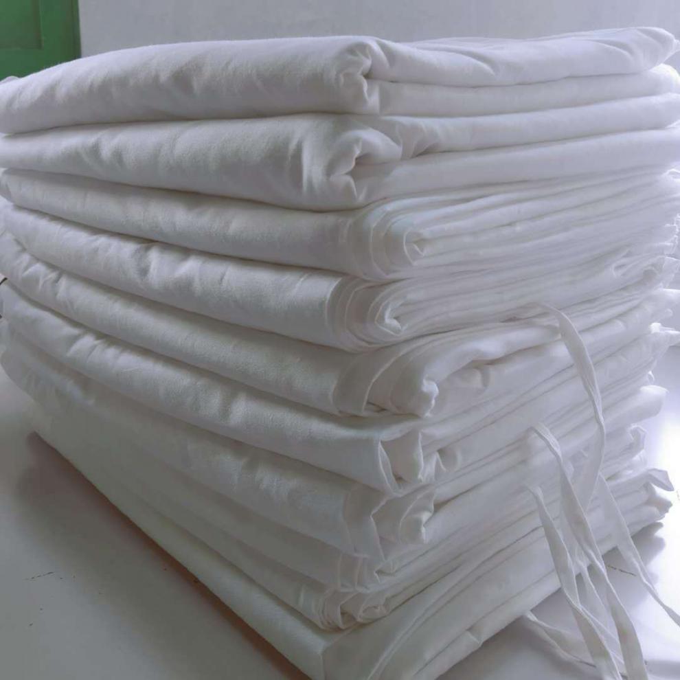 纯棉白色床单被套单件单双人加厚缎条纹单件被罩宾馆床上用品被罩白色