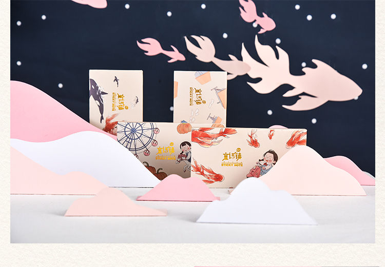 汋约三年二班麻球童话镇礼盒n次贴卡通可爱便利贴女生备忘学生留言条