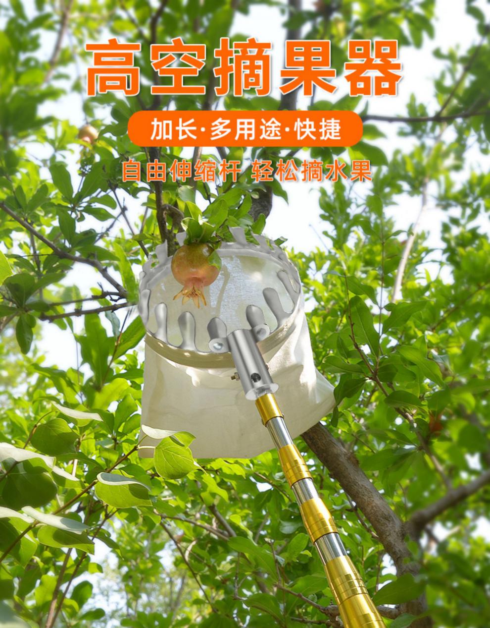 摘柿子神器伸缩杆 摘果器摘果器摘水果山楂摘果神器伸缩杆果子采摘