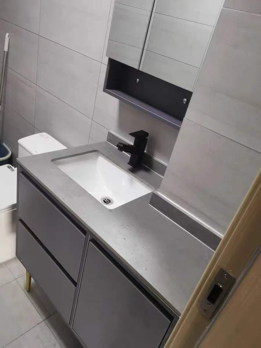 定制切角浴室柜组合大理石拐角台盆岩板卫浴柜缺角洗脸盆洗手盆柜破损