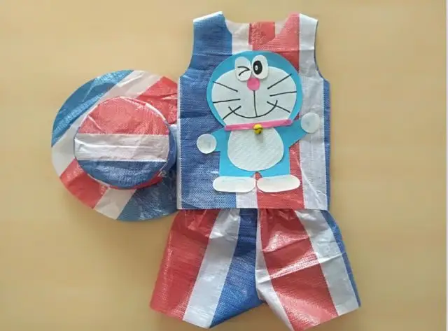 温蔓尔儿童环保时装秀衣服男童男孩幼儿园手工制作衣服亲子走秀表演出