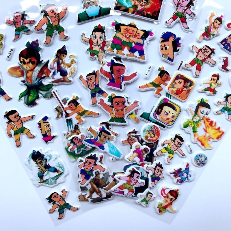 葫芦娃贴纸小葫芦卡通3d泡泡贴儿童动漫贴画黑猫警长玩具小粘贴画