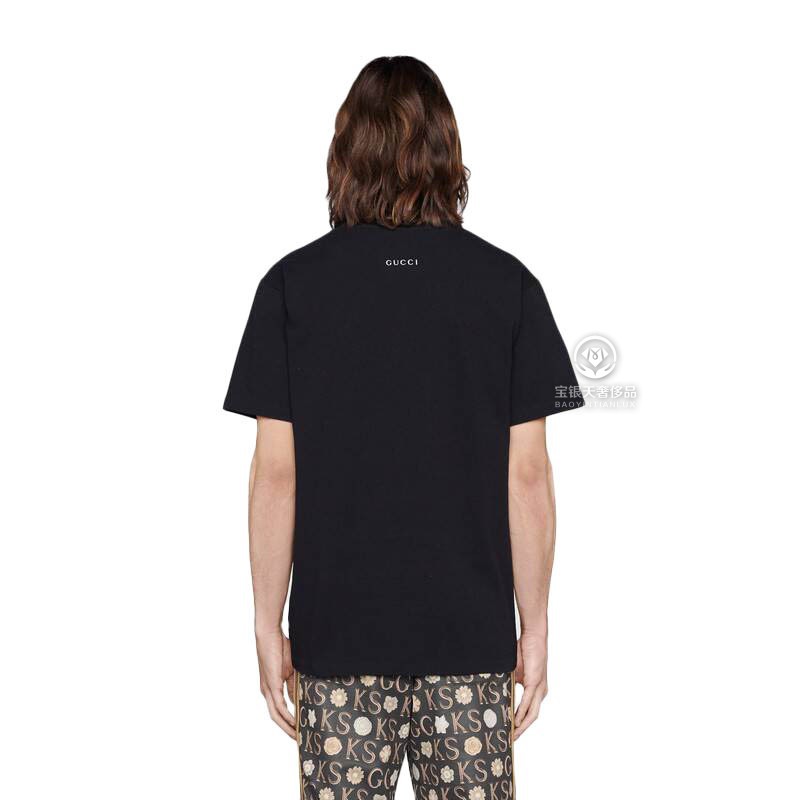 gucci古驰短袖t恤 男士 迪士尼联名唐老鸭印花短袖t恤预售代购 黑色