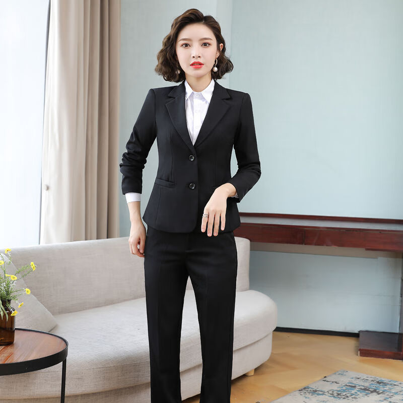 西装外套女三件套春秋款黑色小西装女士职业套装学生面试正装白领气质