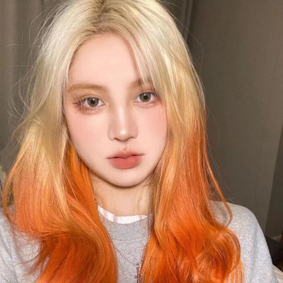 挂耳染海洋蓝染发剂超显白樱花粉脏橘灰女生潮色染发膏湄拉红褪色粉染