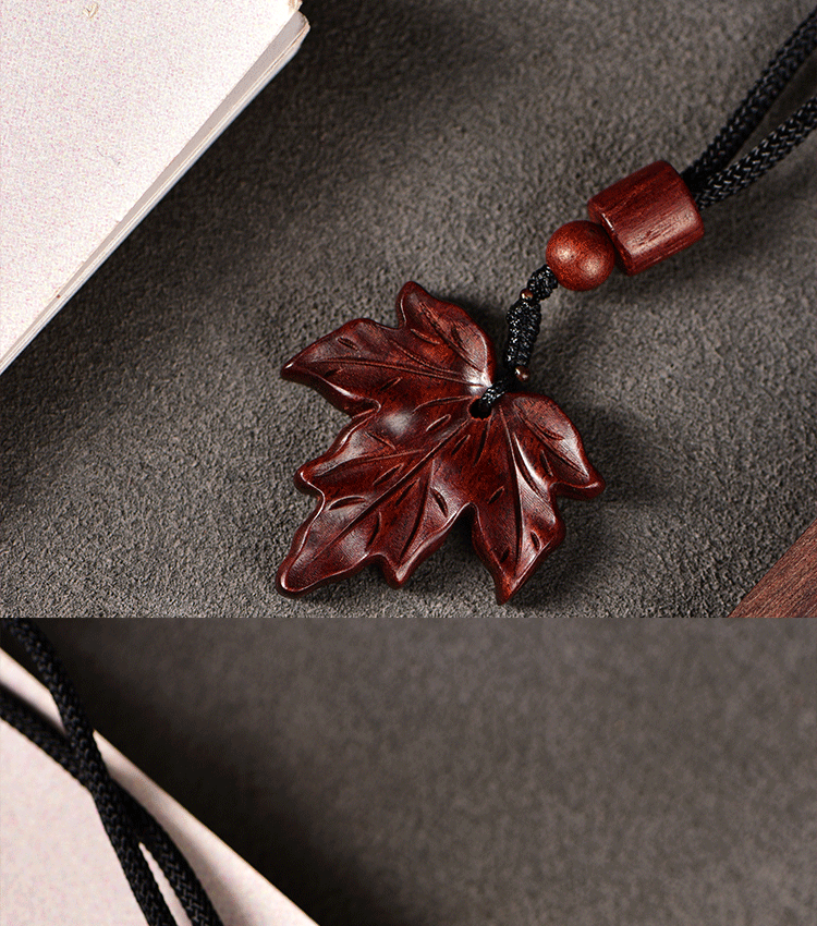 浅泰印度小叶紫檀木雕枫叶汽车挂件实木质创意吊坠红木雕刻钥匙扣挂饰