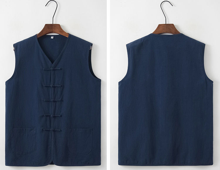 棉麻传统粗布唐装男马甲汗背心马褂夏季老头汗衫坎肩中式国风盘扣常规