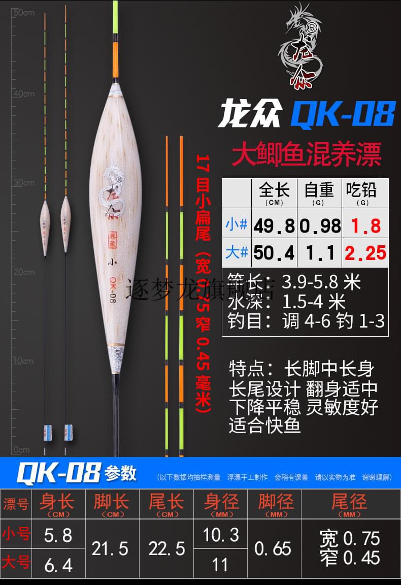2022新款龙众夜光漂龙众芦苇漂高灵敏度鱼漂浮漂醒目加粗漂目轻口王