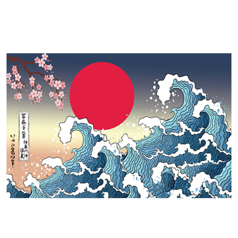 浮世绘剧本杀店壁纸居酒屋仿真木门樱花主题背景墙布和风日式墙纸