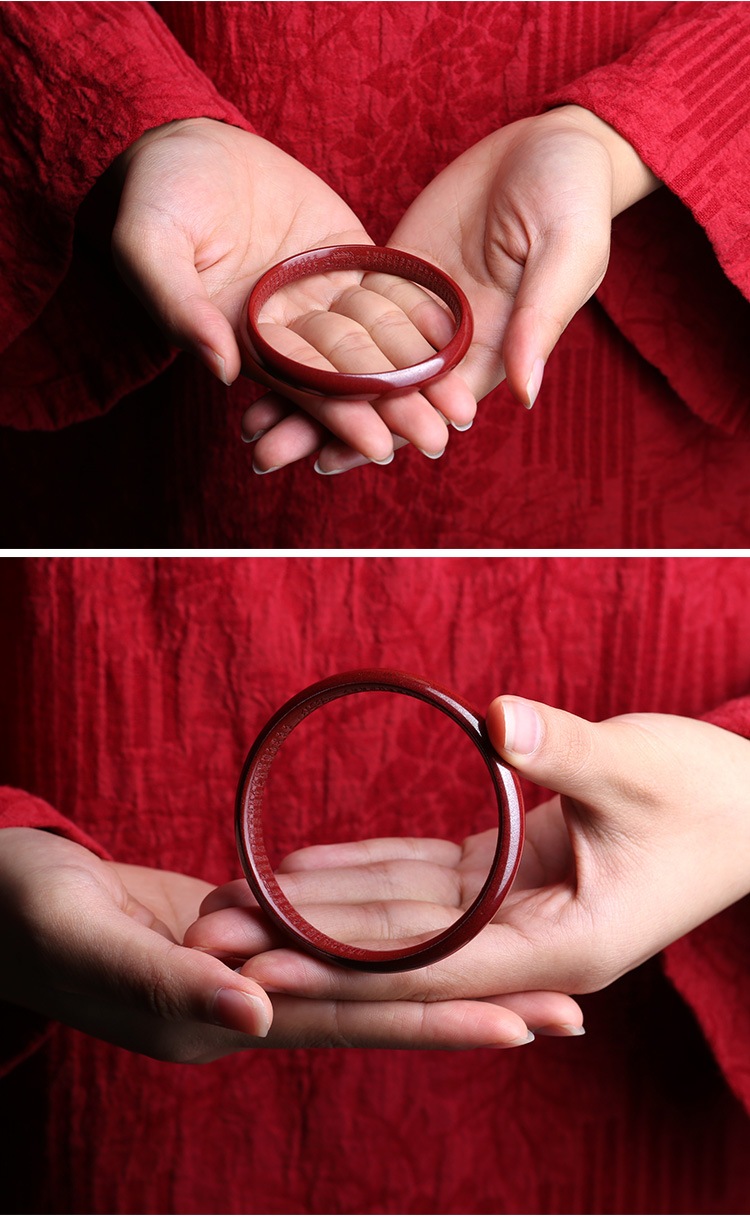 珍韵缘原矿朱砂手镯女高含量紫金砂暗红色气质本命年幸运心经手镯57mm