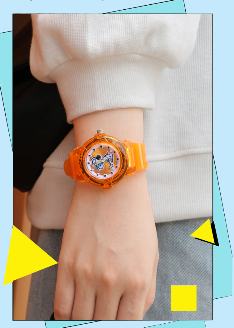 casio卡西欧同款联名史努比手表女简约可爱风卡通防水指针式电子表玫