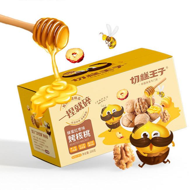 切糕王子蜂蜜红枣味烤核桃 200g 新疆纸皮核桃薄皮核桃一捏就碎 1盒