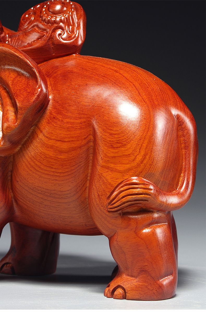 奈希森花梨木雕大象摆件一对木象家居客厅电视柜书房办公室桌面装饰