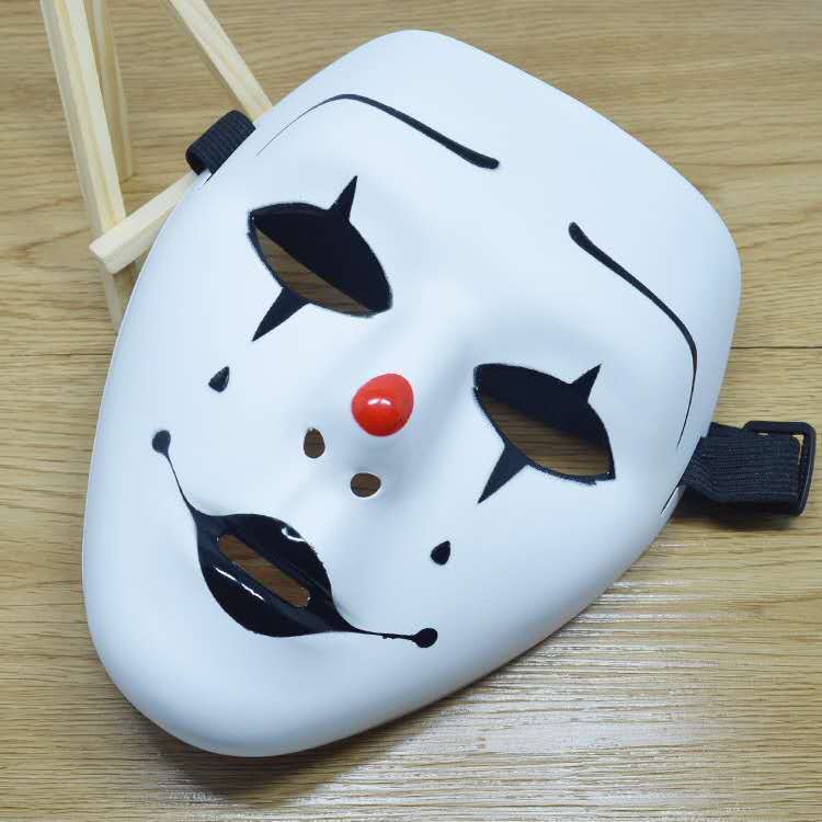 面具男笑脸小丑笑脸面具男漆黑的cos动漫派对表演化妆道具火影蛭字