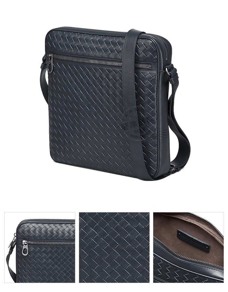 bottega veneta宝缇嘉bv男包牛皮编织斜跨邮差包443872 黑色443872 v