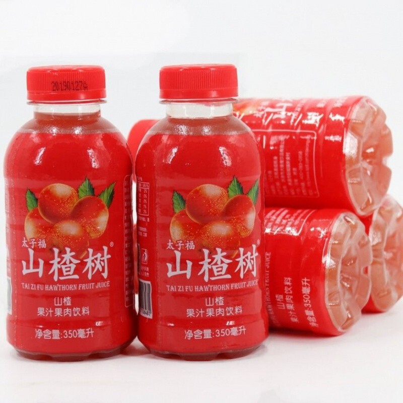 开胃山楂饮料山楂树山楂果汁果肉饮料整箱350ml瓶山楂汁开胃甜饮山楂