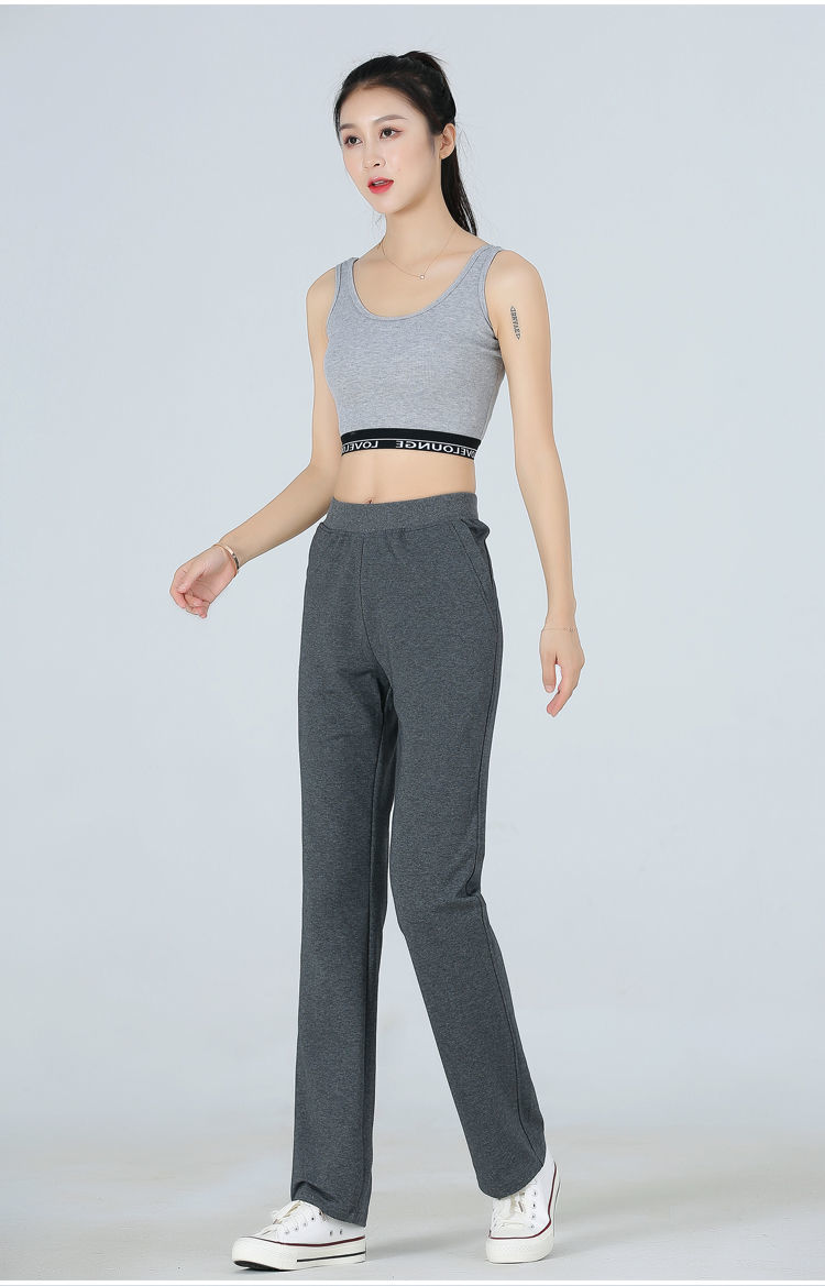直筒灰色运动裤女长裤宽松休闲中年夏天女式卫裤中灰春秋款2xl128138