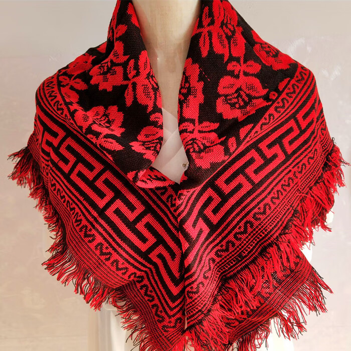 头巾女乡村老式怀旧村姑冬季加厚方巾老式四方围巾中老年妇女干活老人