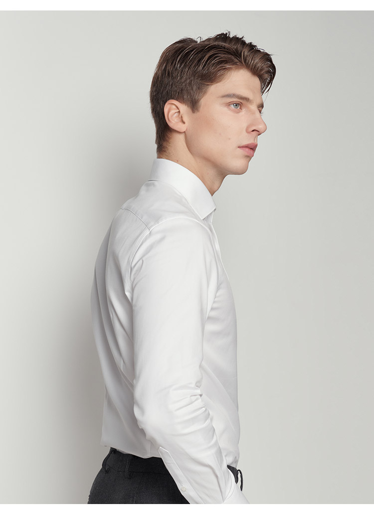 jodoll乔顿秋季衬衫修身白色纯棉商务正装长袖方领衬衣男白色38