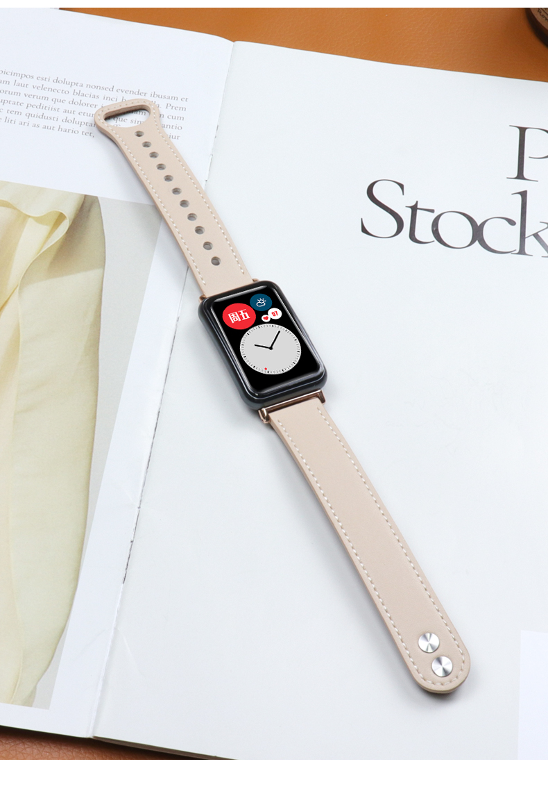 安德栩适用华为watchfitnew表带雅致版智能运动手表带真皮反扣华为