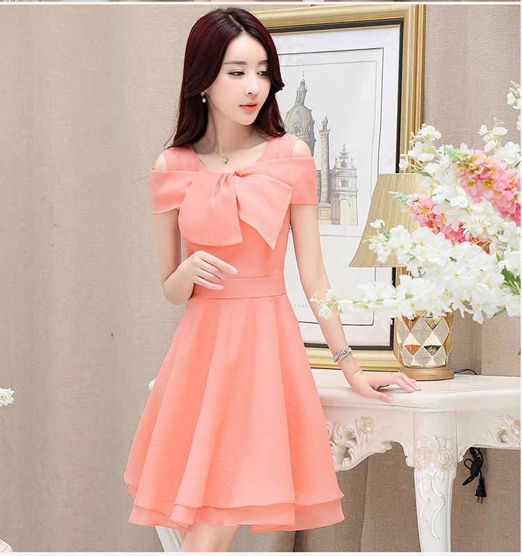 直身裙收腰连衣裙中长款直筒连衣裙夏 直筒型矮个子修身雪纺女显天