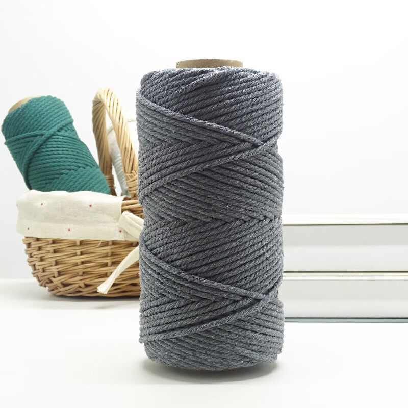 简牧macrame棉线手工编织绳4mm4股彩色棉绳编织线挂毯材料包手编绳d7