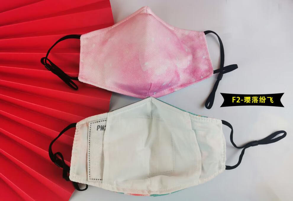 lucaly口罩带滤片个性国潮新年印花口罩水洗防尘民族风喜庆福字情侣