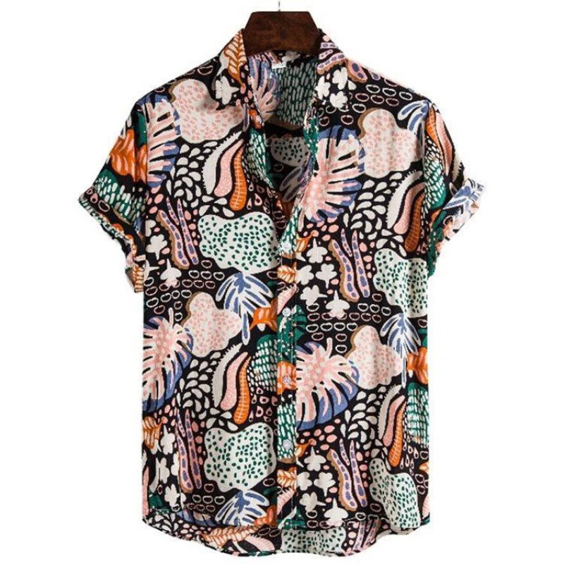 千硕森短袖衬衫男衬衣夏季hawaiian shirt striped shirt cotton sh