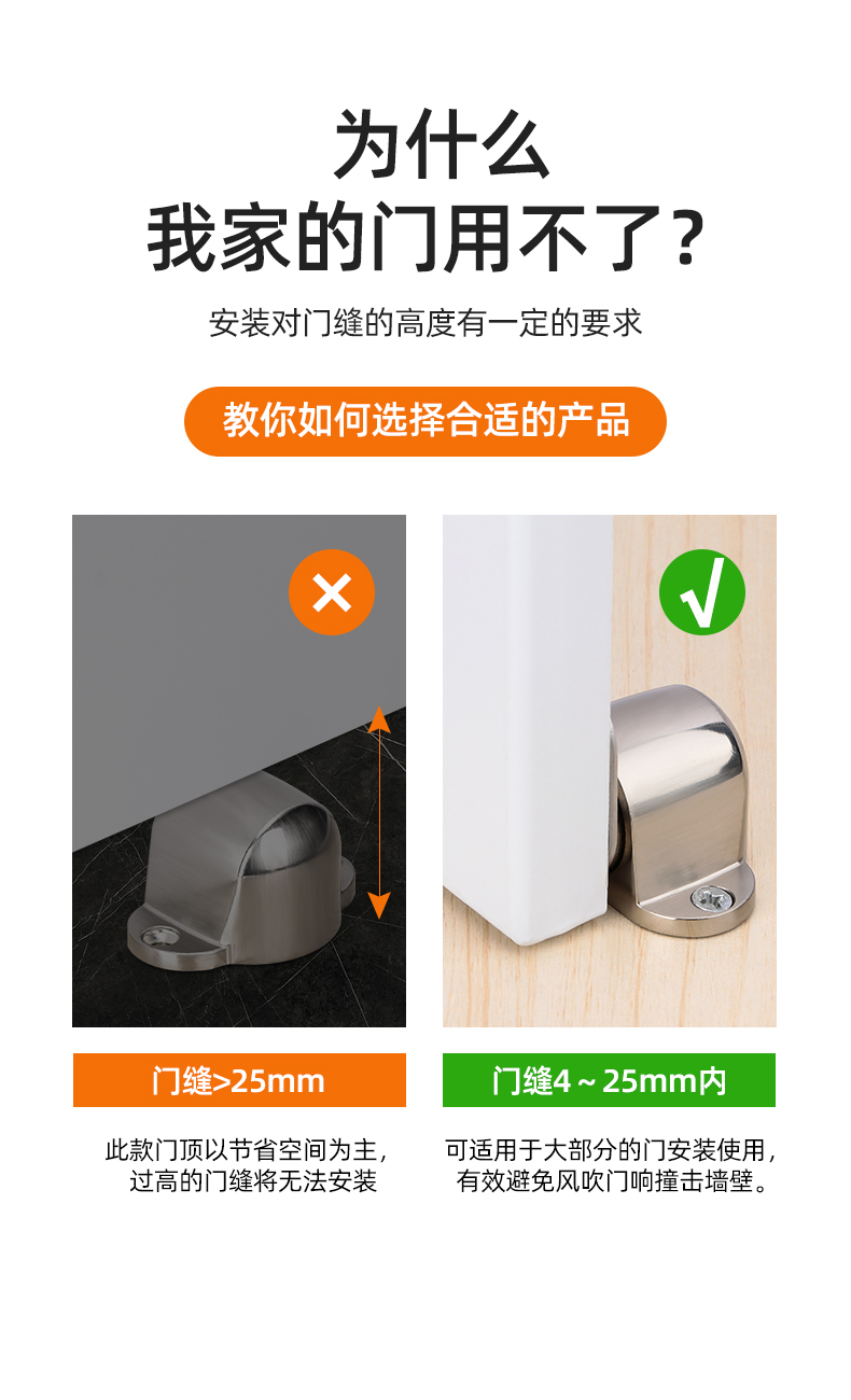 门吸强磁门碰大门卧室门挡器防撞门阻地吸限位器门后吸门固定神器黑色