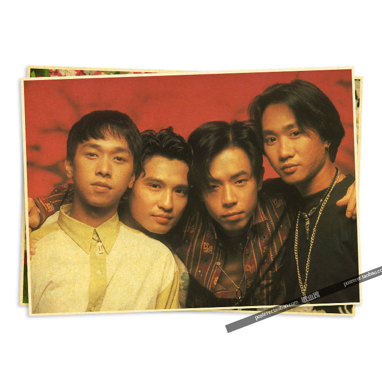 黄家驹beyond乐队怀旧复古牛皮纸海报经典电影酒吧客厅装饰明黄色b3