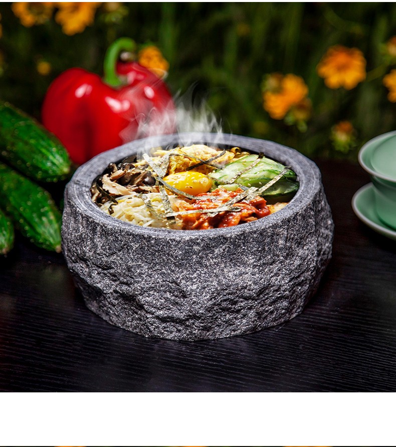 领跃腾信商用石锅拌饭用加厚天然粗犷石锅泡泡鸡韩国料理韩式石碗餐具