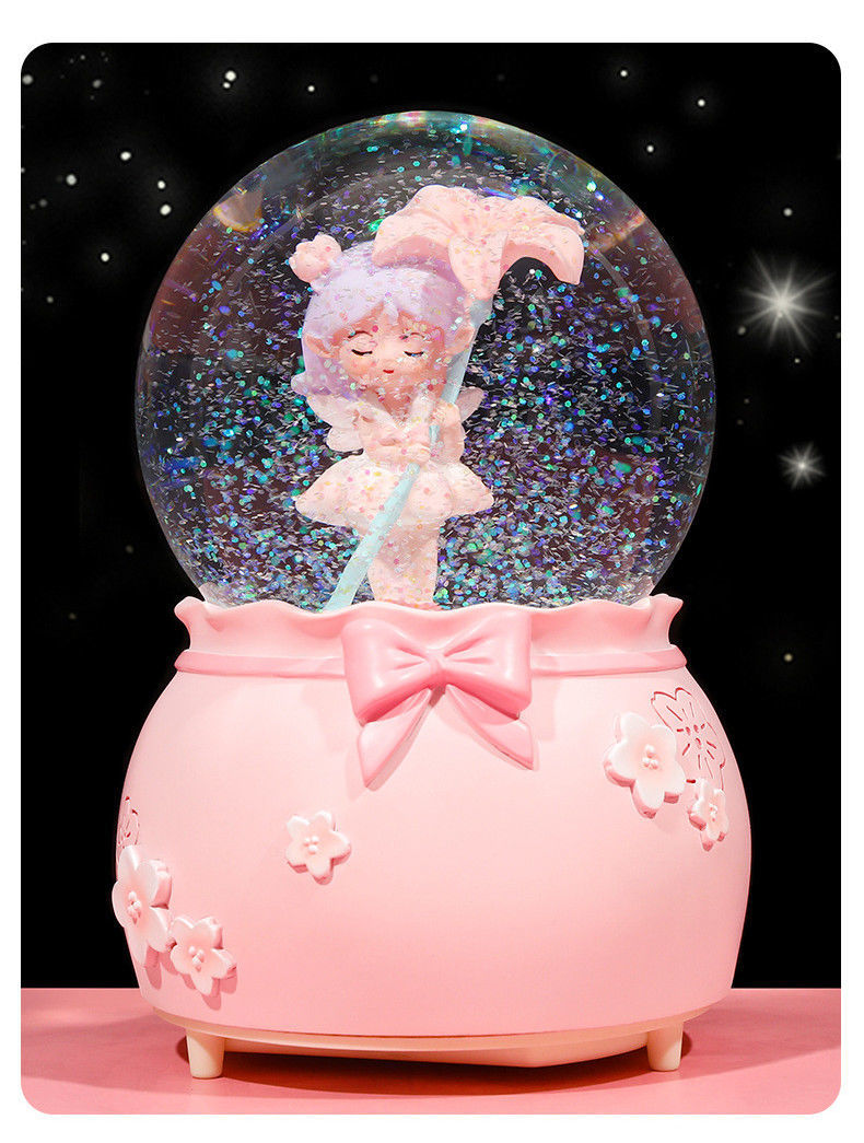 少女心发光飘雪花水晶球音乐盒八音盒闺蜜女友女生日礼物情人节紫裙