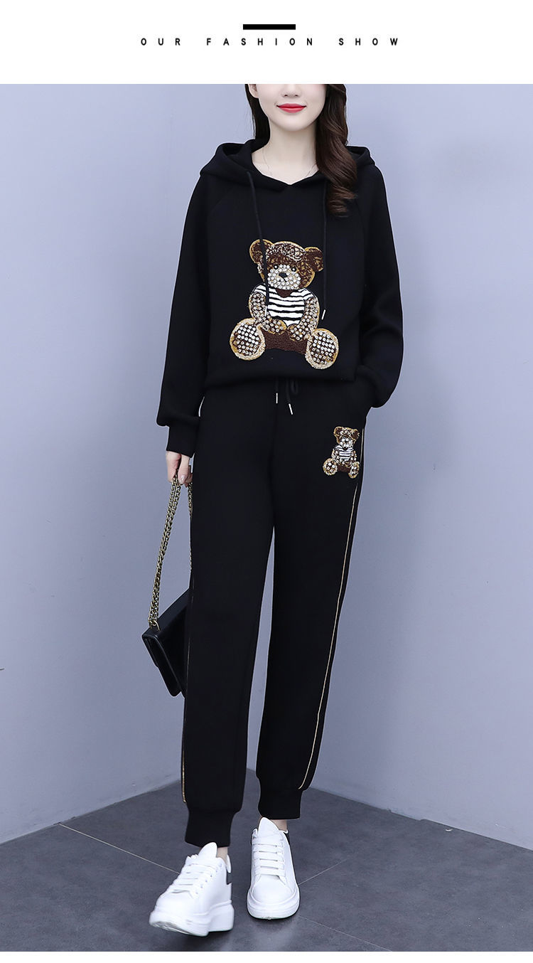 卫衣女宽松2021年春秋新款韩版大码女装胖妹妹显瘦遮肚休闲运动套装两