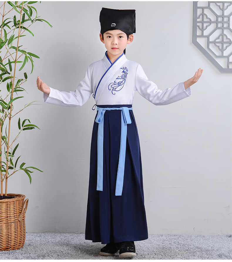 演出秀才服装书生古装汉服男中国风幼儿童童小孩唐朝诗人古诗词朗诵表