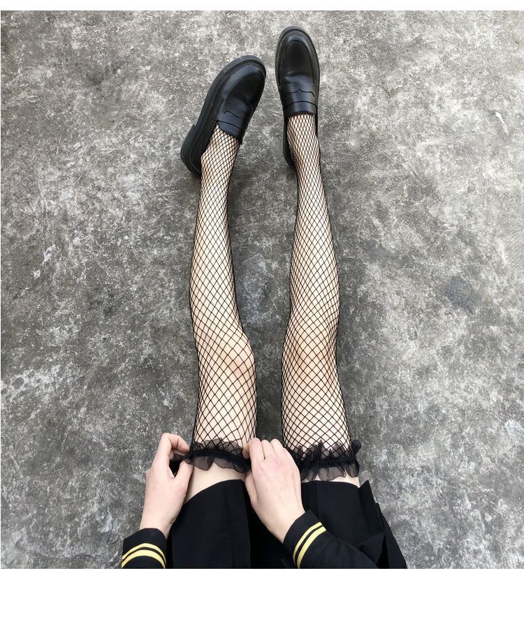 过膝丝袜长筒丝袜黑色鱼网丝袜学生夏天薄款外穿过膝初中生袜子春秋款