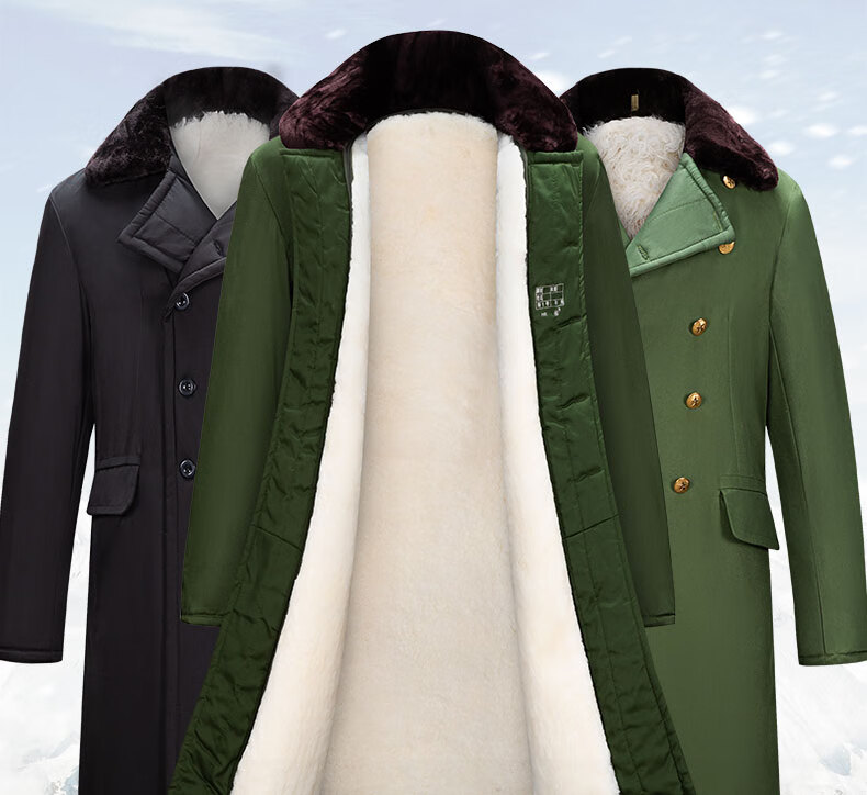 《军大衣军棉大衣男冬季羊剪绒大衣皮毛一体长款劳保加厚保暖防寒东北