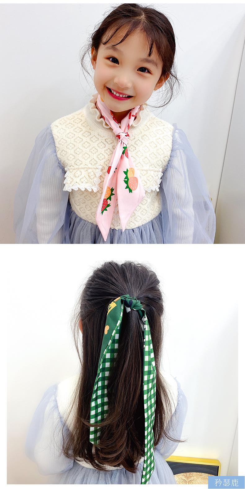 矜瑟鹿蝴蝶结发带儿童丝巾女童绑发头绳森系公主宝宝扎头发韩国网红