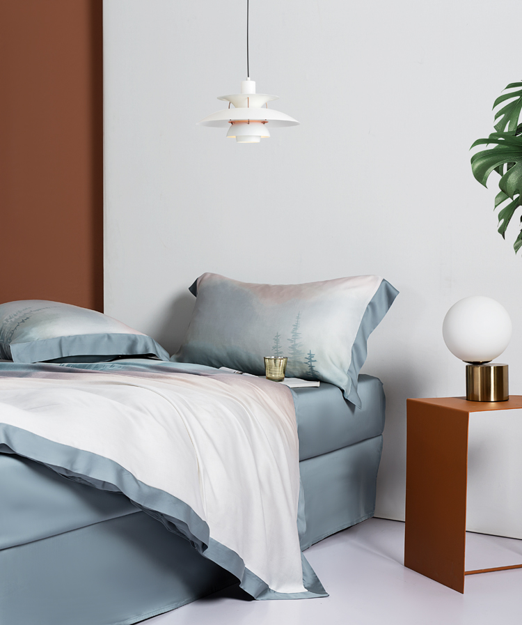 宝曼家纺四件套2021春夏款丽本60支兰精天丝印花系列四件套森葵标准号