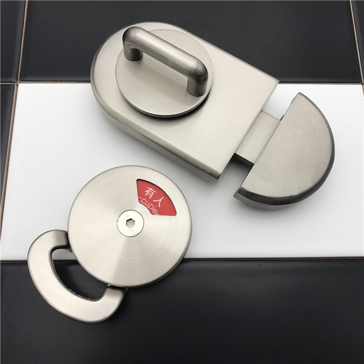 syezyo隔断五金公共厕所卫生间门锁304不锈钢加厚插销锁指示锁有人无