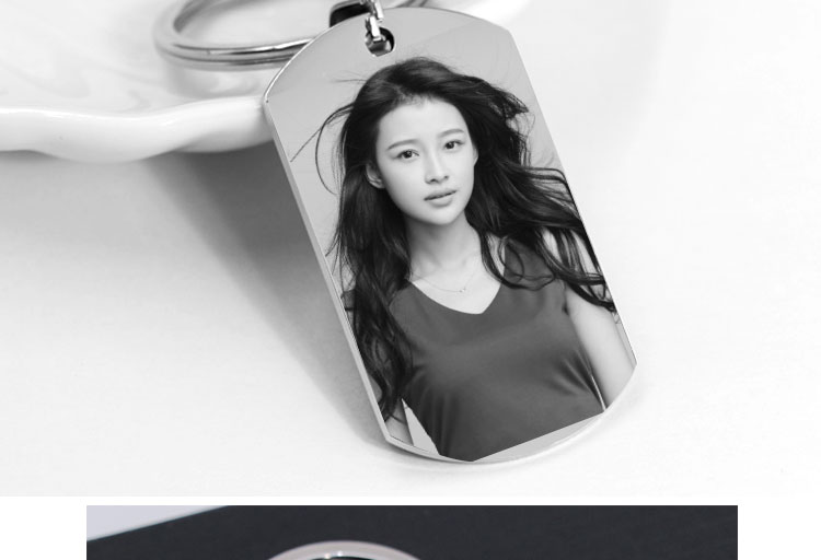 蜜荷 个性定制刻照片刻文字钥匙扣挂件情侣款订制铭牌不锈钢汽车平安