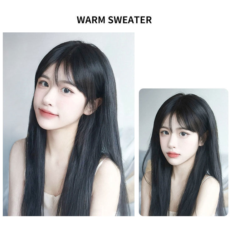 魔都 假发女长发自然逼真全头套式空气刘海长直发网红漫画中长发假发