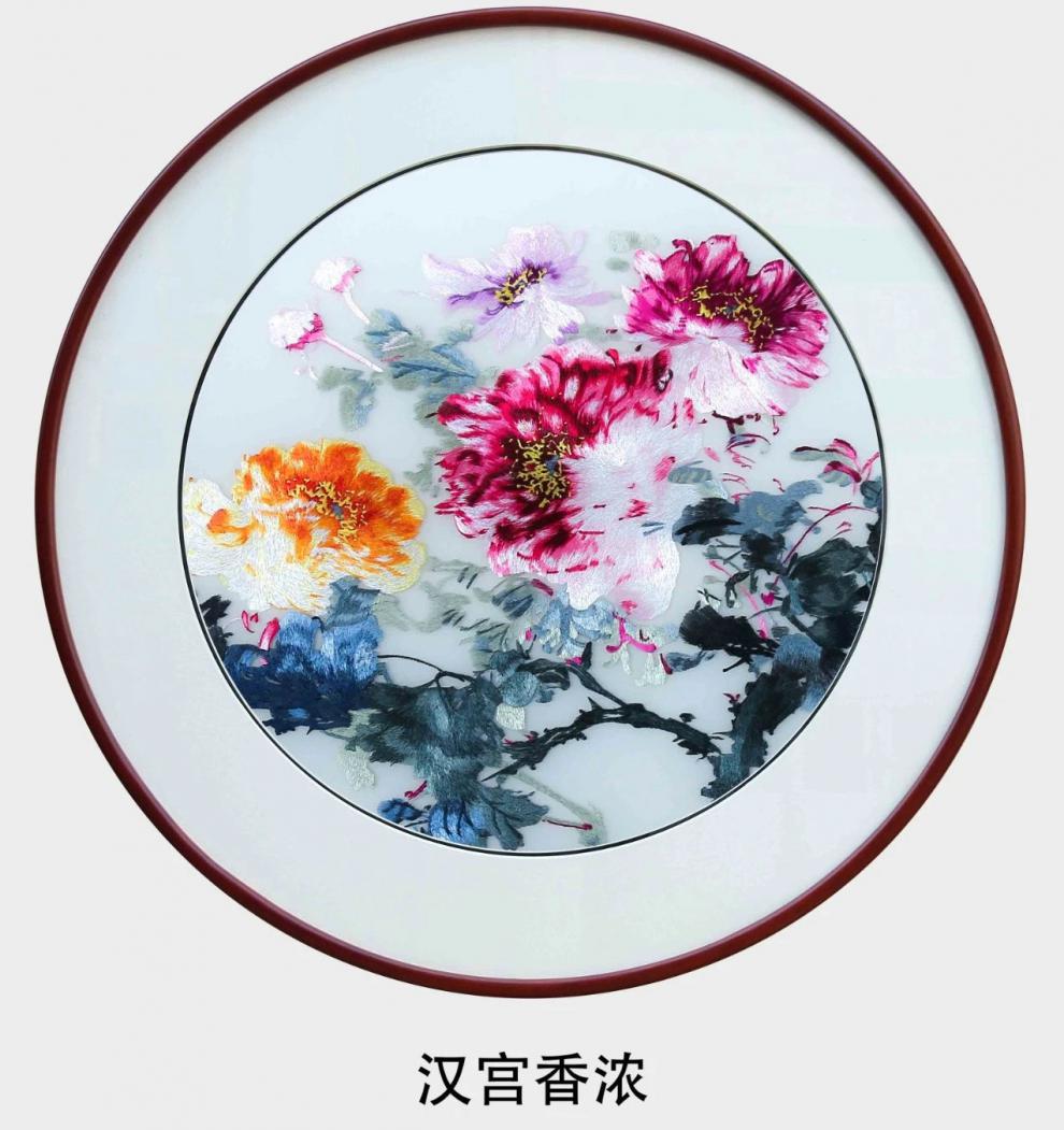 佳瑞园林苏州刺绣80一米圆带框成品装饰画挂画玄关走
