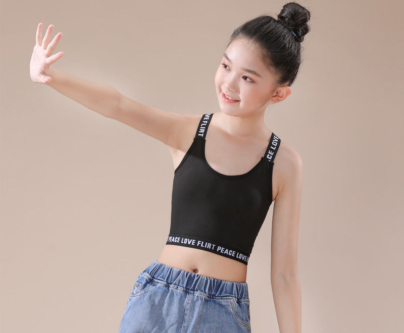 女童吊带背心发育期中大童女孩内衣纯棉抹胸儿童运动上衣露脐打底1