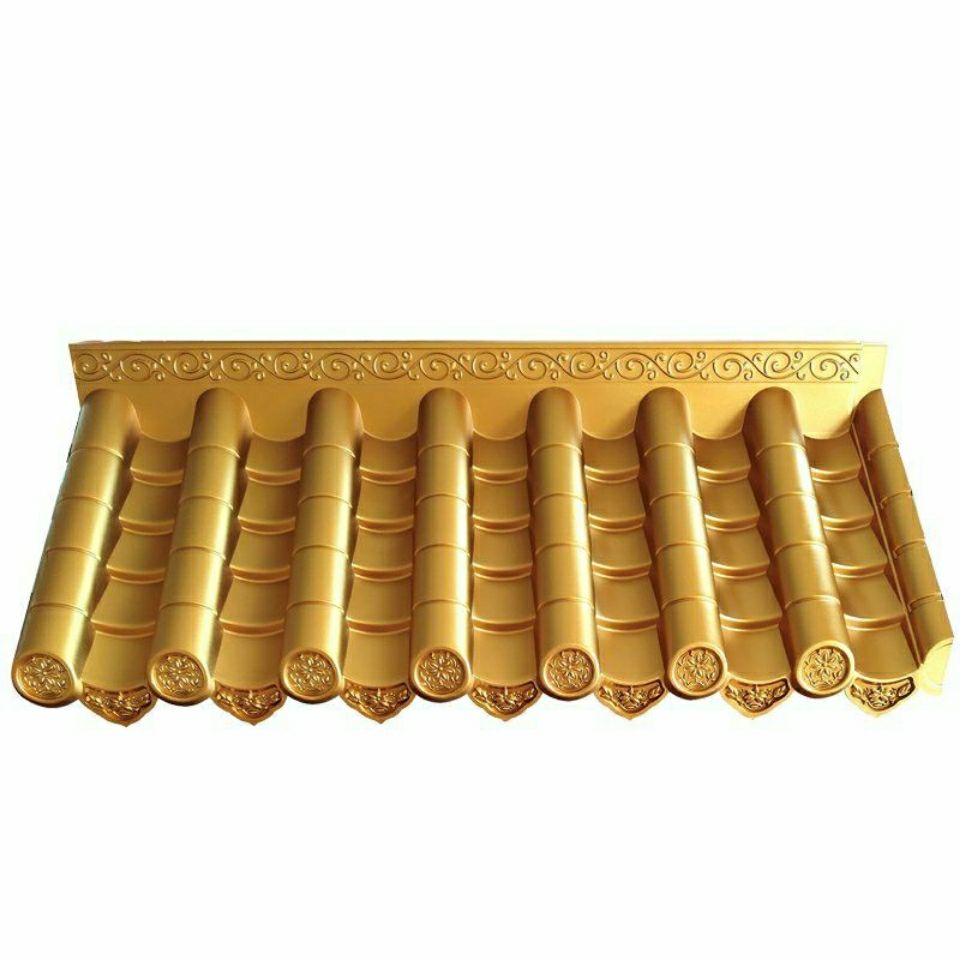 金黄色树脂瓦仿古瓦屋檐瓦门头装饰瓦一体中式树脂仿古瓦丛一楼长祥云