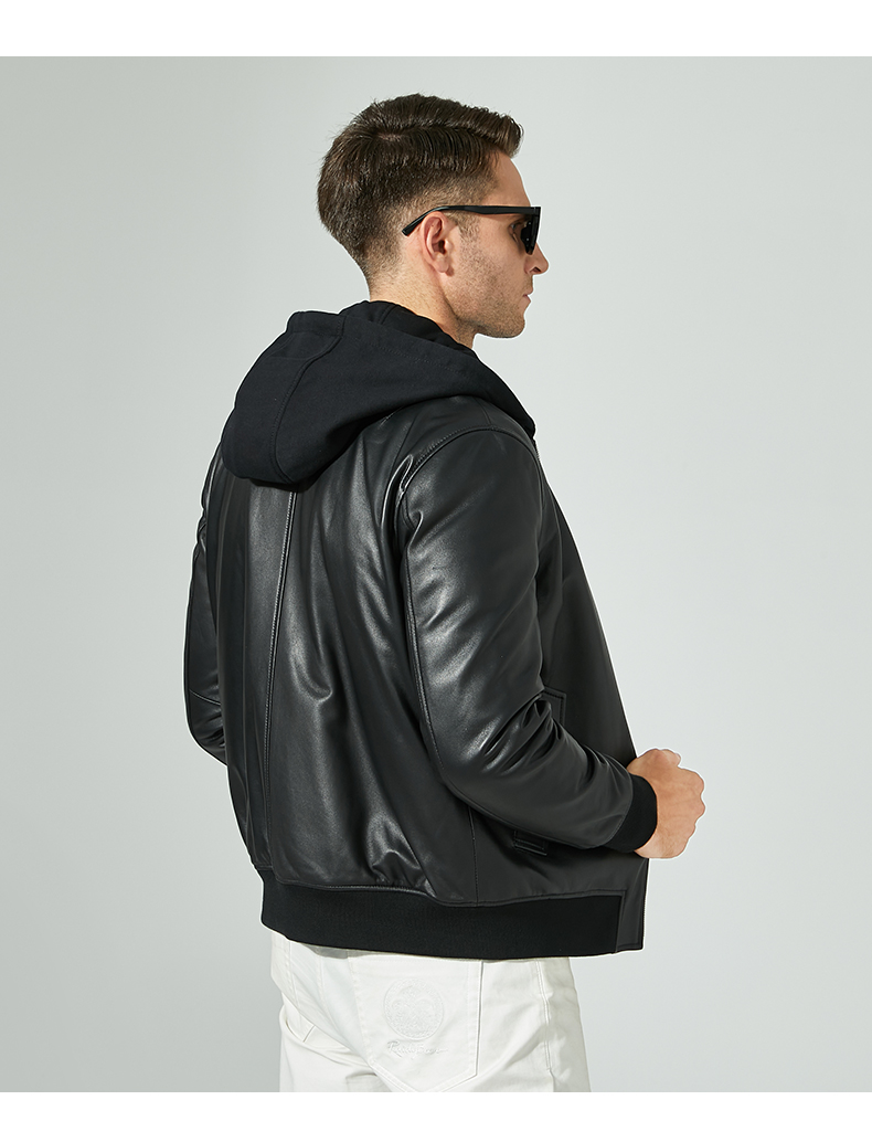 raidy boer/雷迪波尔秋冬男时尚修身可脱卸帽真绵羊皮皮衣2029-70