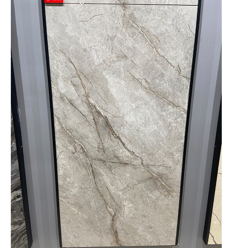金丝釉通体大理石瓷砖600x1200客厅地砖轻奢现代灰色背景墙砖 阿斯顿