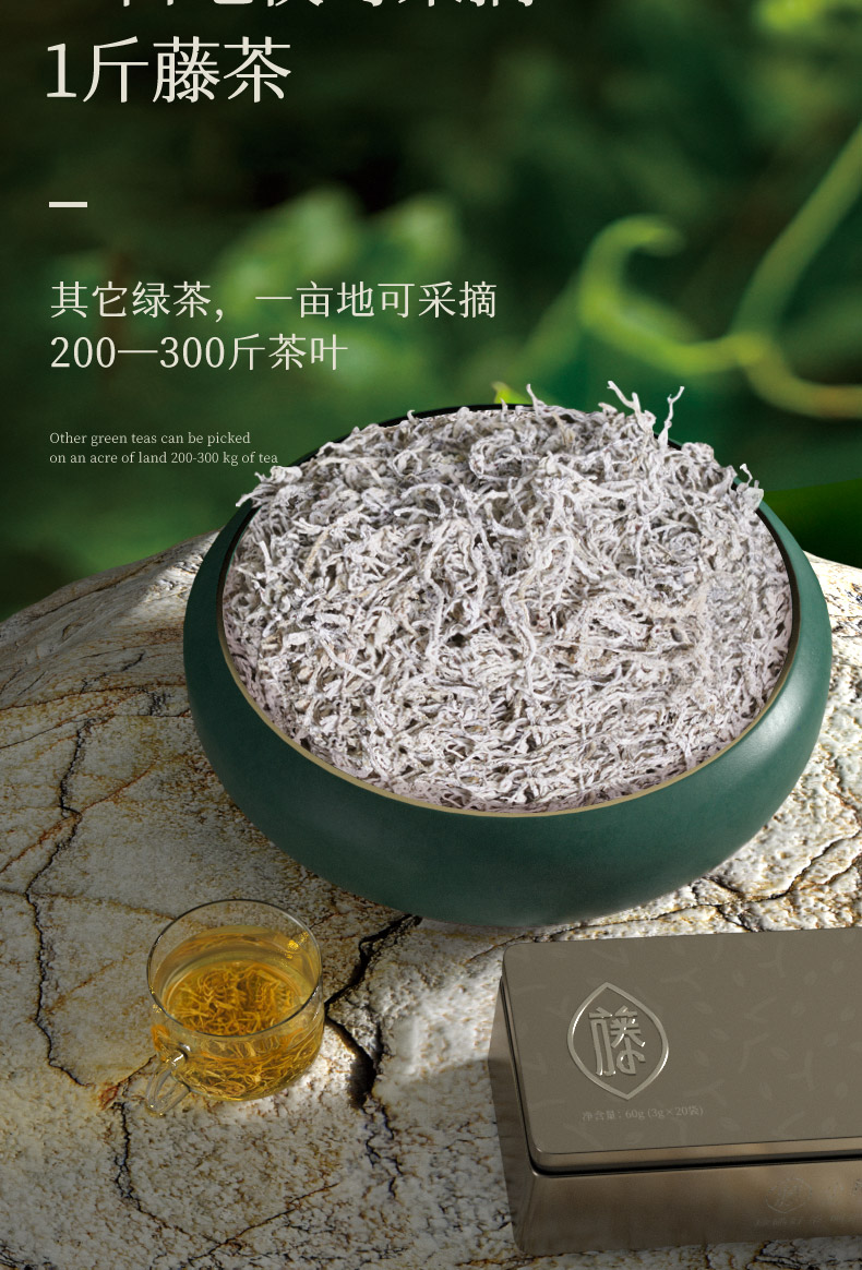 小稀藤养生茶 恩施来凤藤茶 土家莓茶芽尖 龙须礼盒独立小袋 调养茶